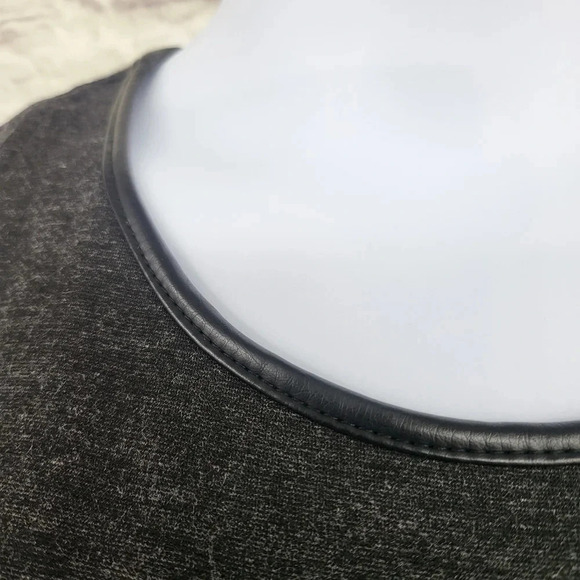 Lauren Ralph Lauren Gray Sleeveless Faux Leather Trim Dress Sz Large - Picture 8 of 10